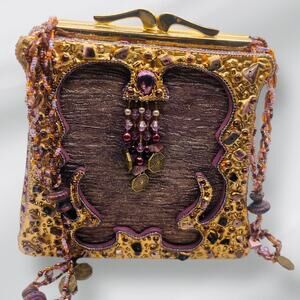 Mary Frances Unique Beaded Vintage Structured Bag with Beaded Shoulder Strap